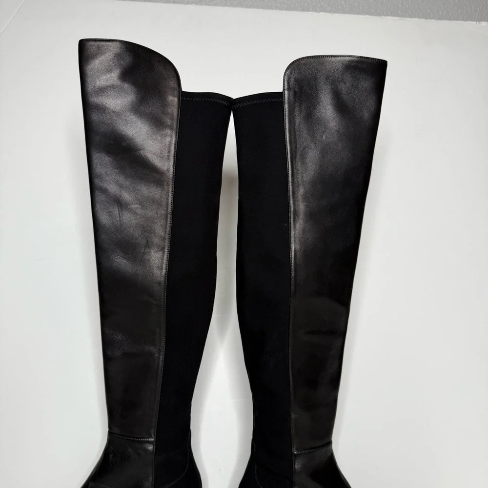 Stuart Weitzman Black Leather Over the Knee Boot 7B